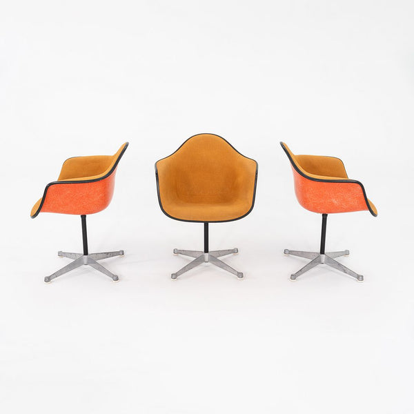 1975 Set of Three Herman Miller Eames Arm Shell Chairs PAC w/ Red