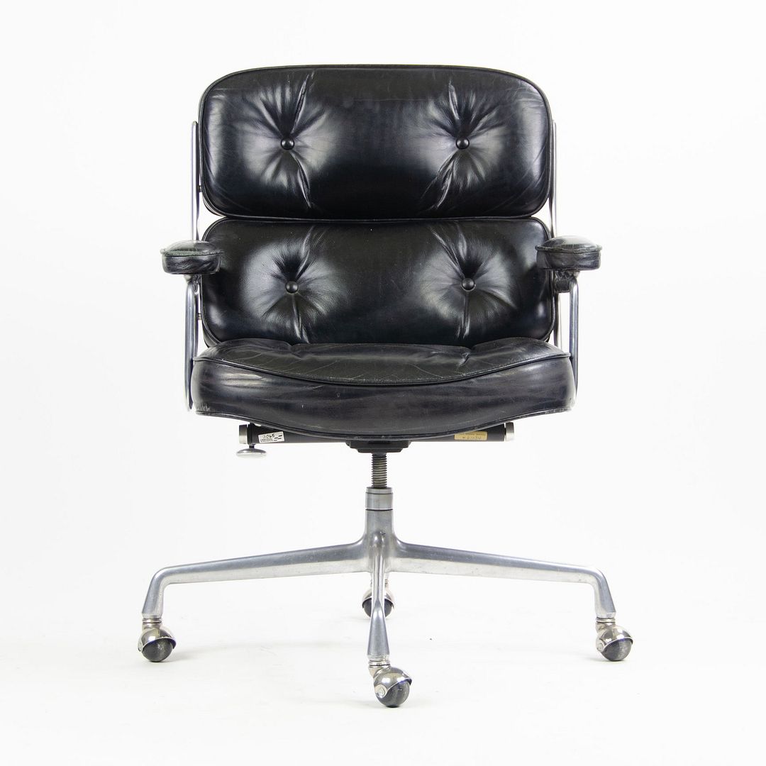 SOLD 1970s Time Life Executive Desk Chair by Charles and Ray Eames for Herman Miller in Black Leather