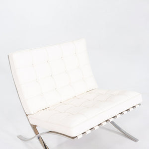 1960s Mies van der Rohe for Knoll Barcelona Lounge Chair in Sabrina White & Stainless Fully Restored
