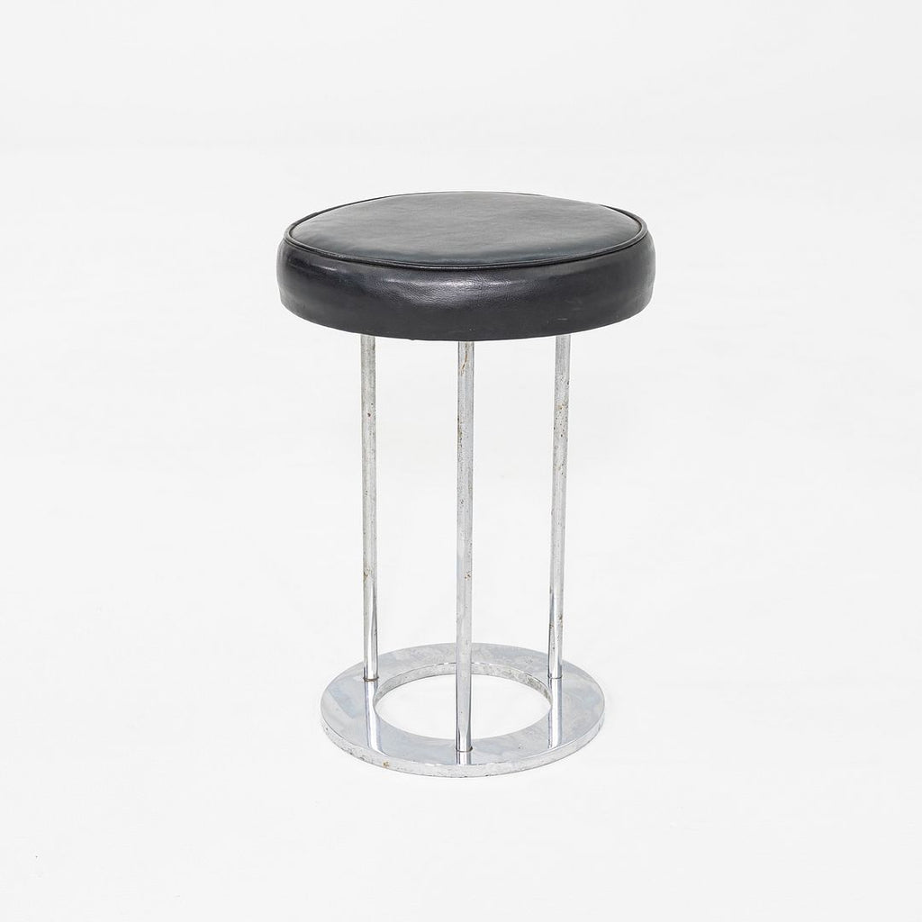1970s Paul Mayen for Habitat Occasional Stool in Chrome and Black Vinyl 18"