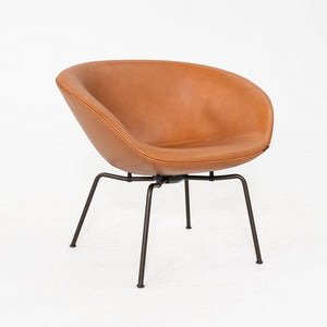 2018 Arne Jacobsen Pot Chair in Elegance Walnut Leather Steel Base Fritz Hansen
