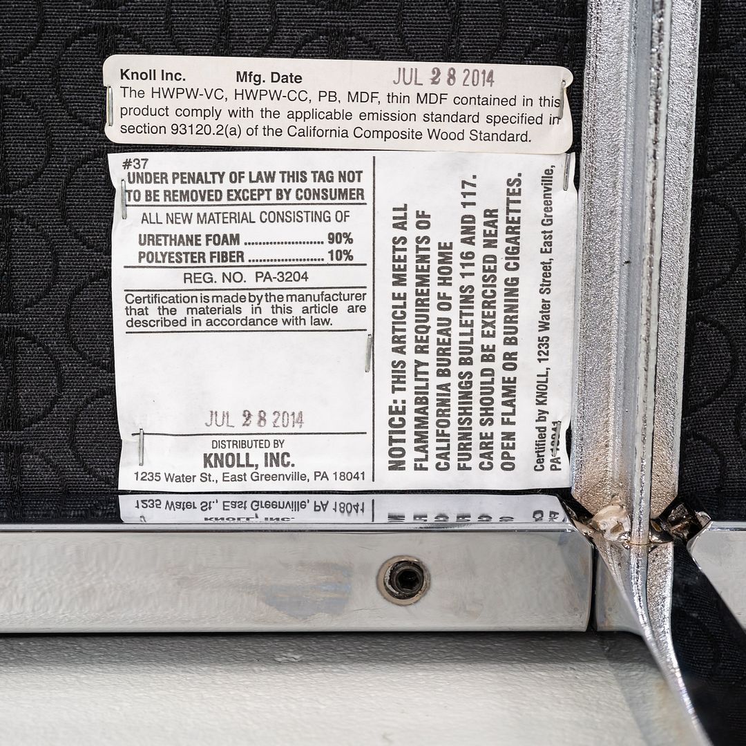 SOLD 2010s Florence Knoll Three Seat Bench in Black Leather with Chromed Steel Frame