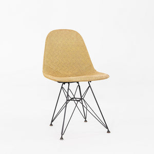 1954 Pair of Eames Herman Miller DKR-1 Chairs w/ Eiffel Bases in Hopsack Fabric