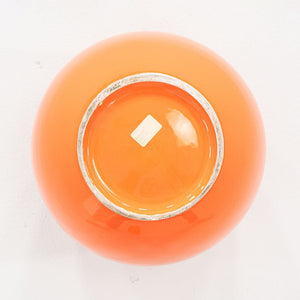 1970s Italian Porcelain Ginger Jar Vessel with Coordinating Top in Orange 10"