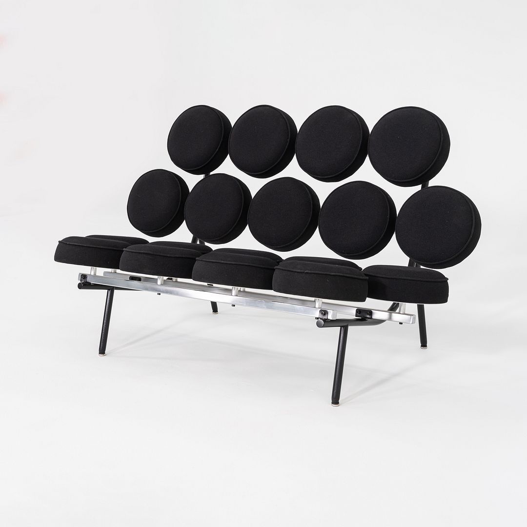 2001 George Nelson for Herman Miller Marshmallow Sofa in Black Upholstery Fabric