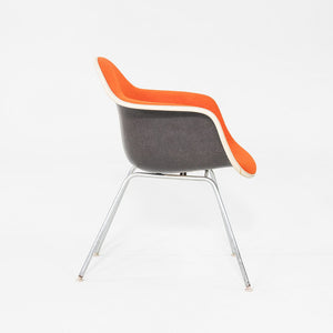 1980s Pair of Herman Miller Eames Fiberglass DAX Dining Arm Shell Chairs Orange