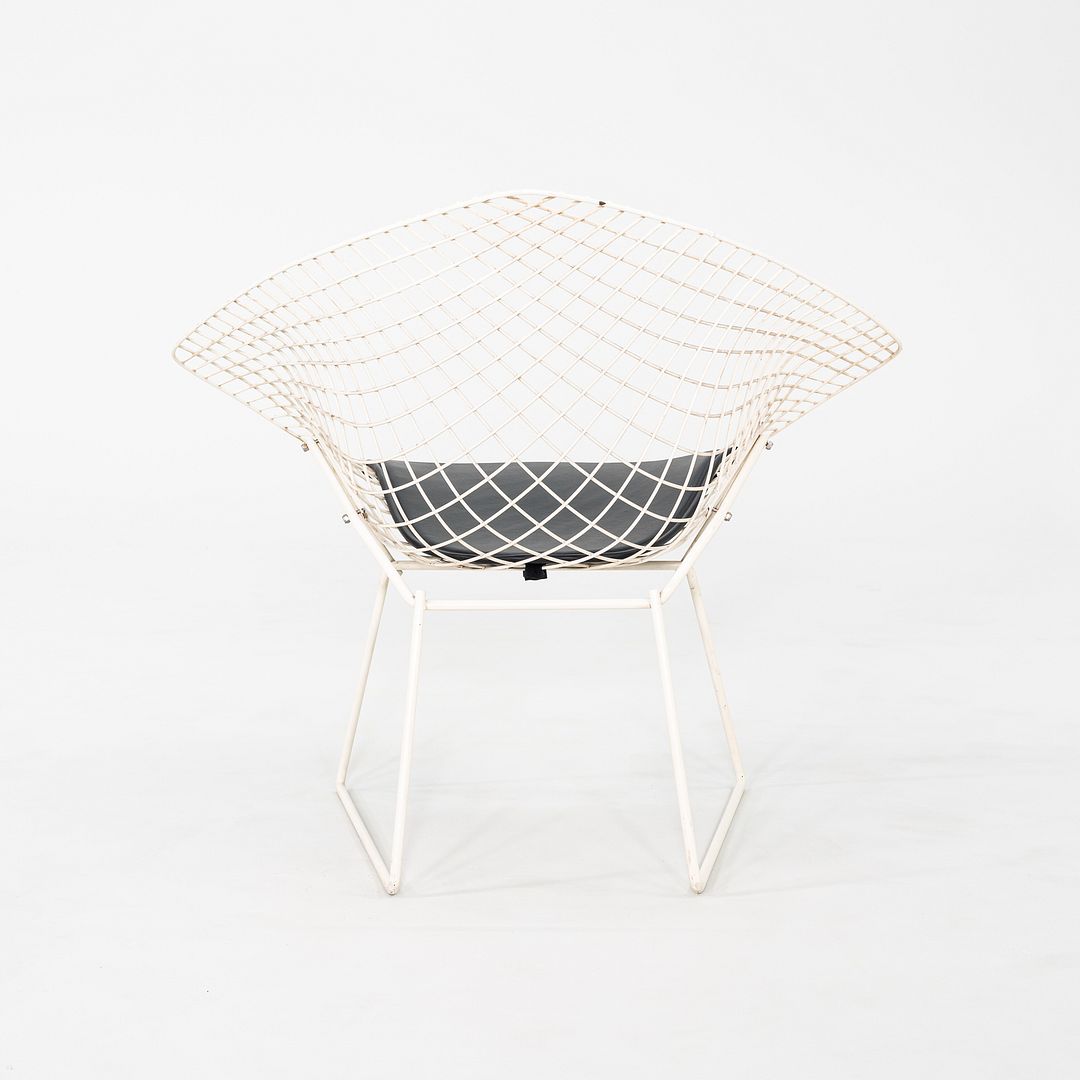 1960s Harry Bertoia for Knoll Diamond Lounge Chair w/ Black Leather Seat Cushion