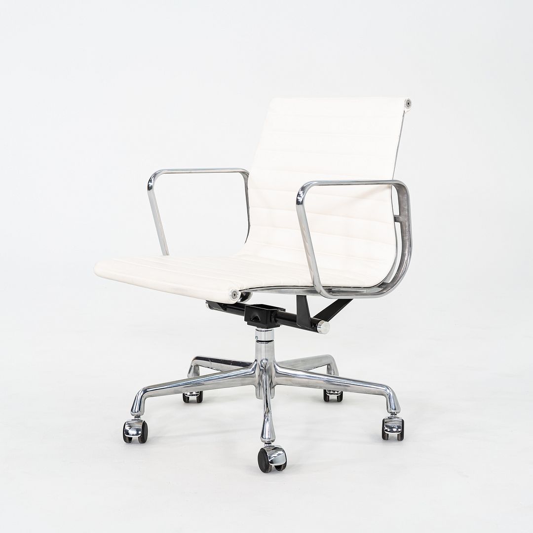 2023 Herman Miller Eames Aluminum Group Management Desk Chairs in White Leather 10x Available
