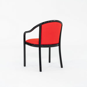 1980s Lacquered Wood Dining Arm Chair with Red Upholstery by Tonon in Italy