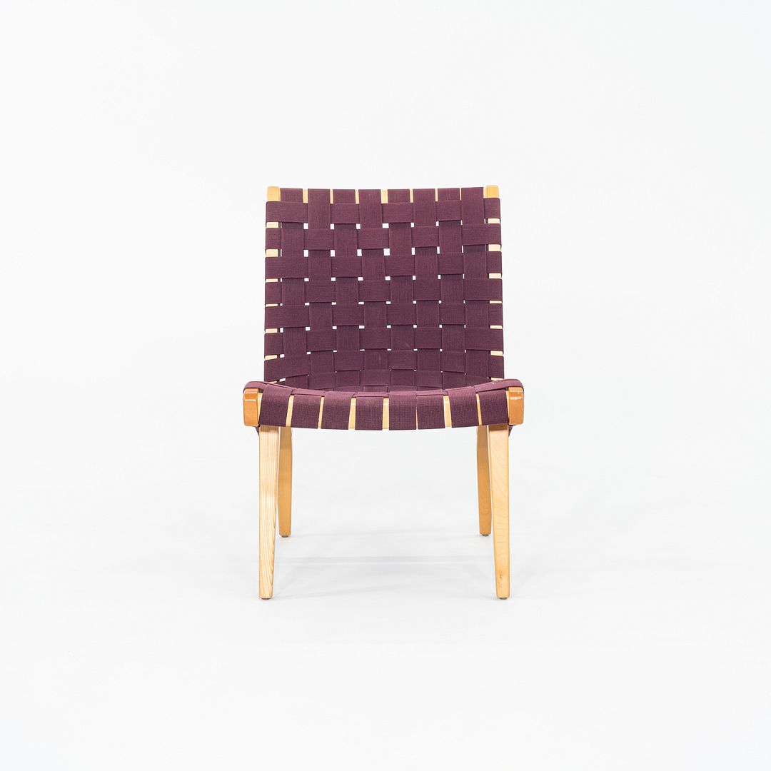 2000s Jens Risom For Knoll Armless Lounge Chair in Maple with Purple Webbing