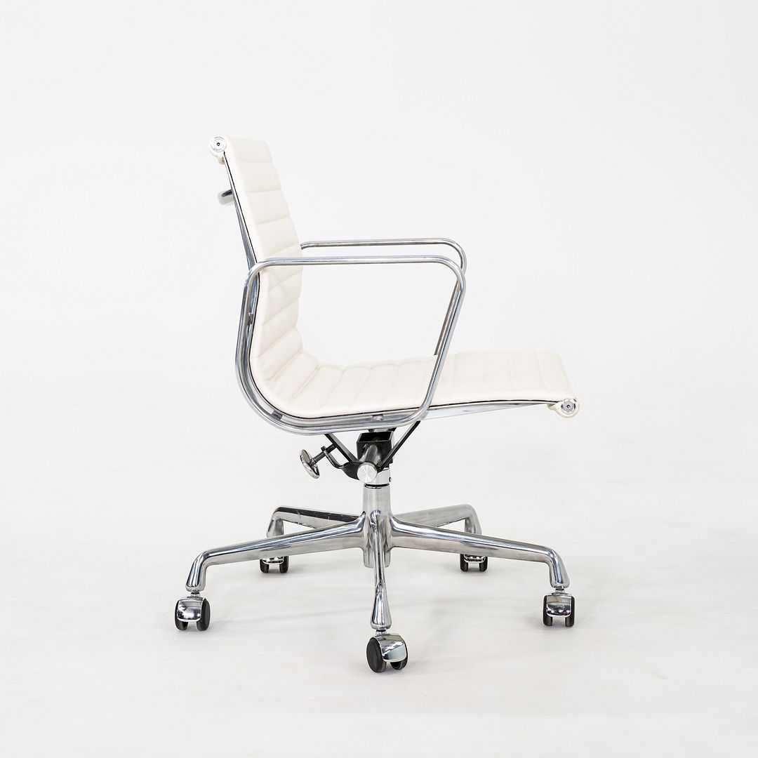 2023 Herman Miller Eames Aluminum Group Management Desk Chairs in White Leather 10x Available