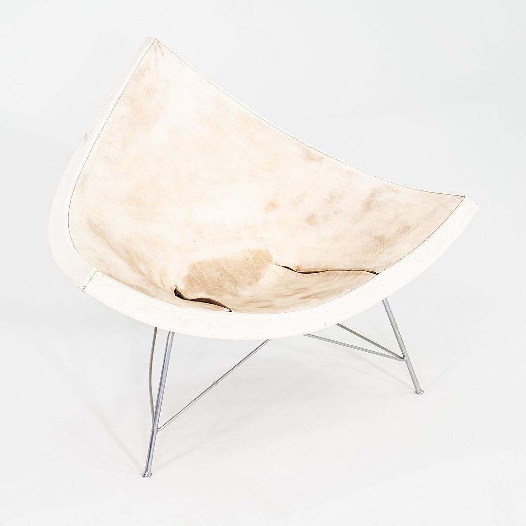 1950s George Nelson for Herman Miller Coconut Lounge Chair with White Vinyl