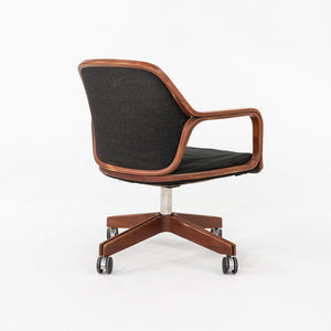 1960s Don Pettit for Knoll Associates Bent Walnut Desk Chair Black, Model 1105