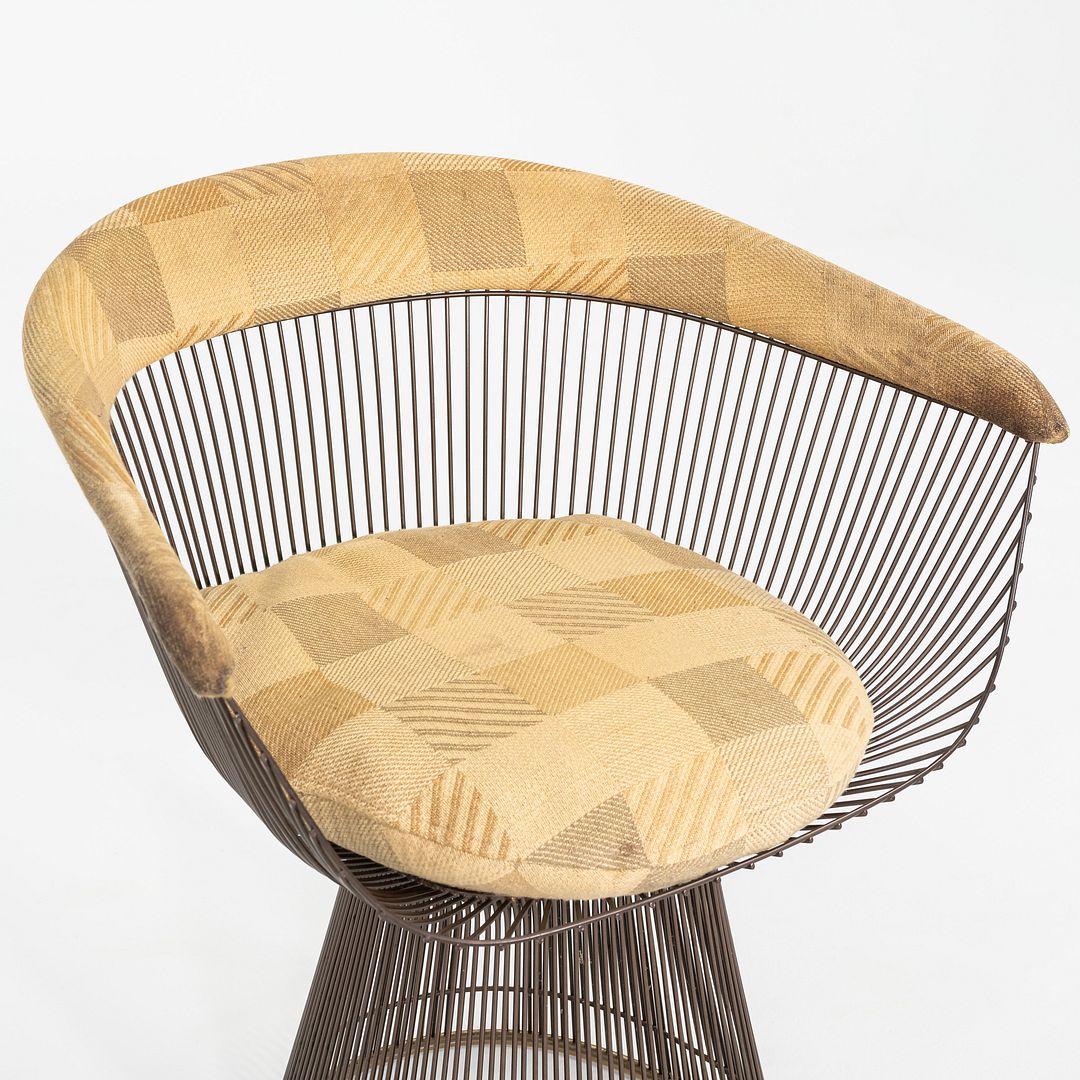 1970s Warren Platner for Knoll Dining Arm Chair in Bronze with Original Fabric