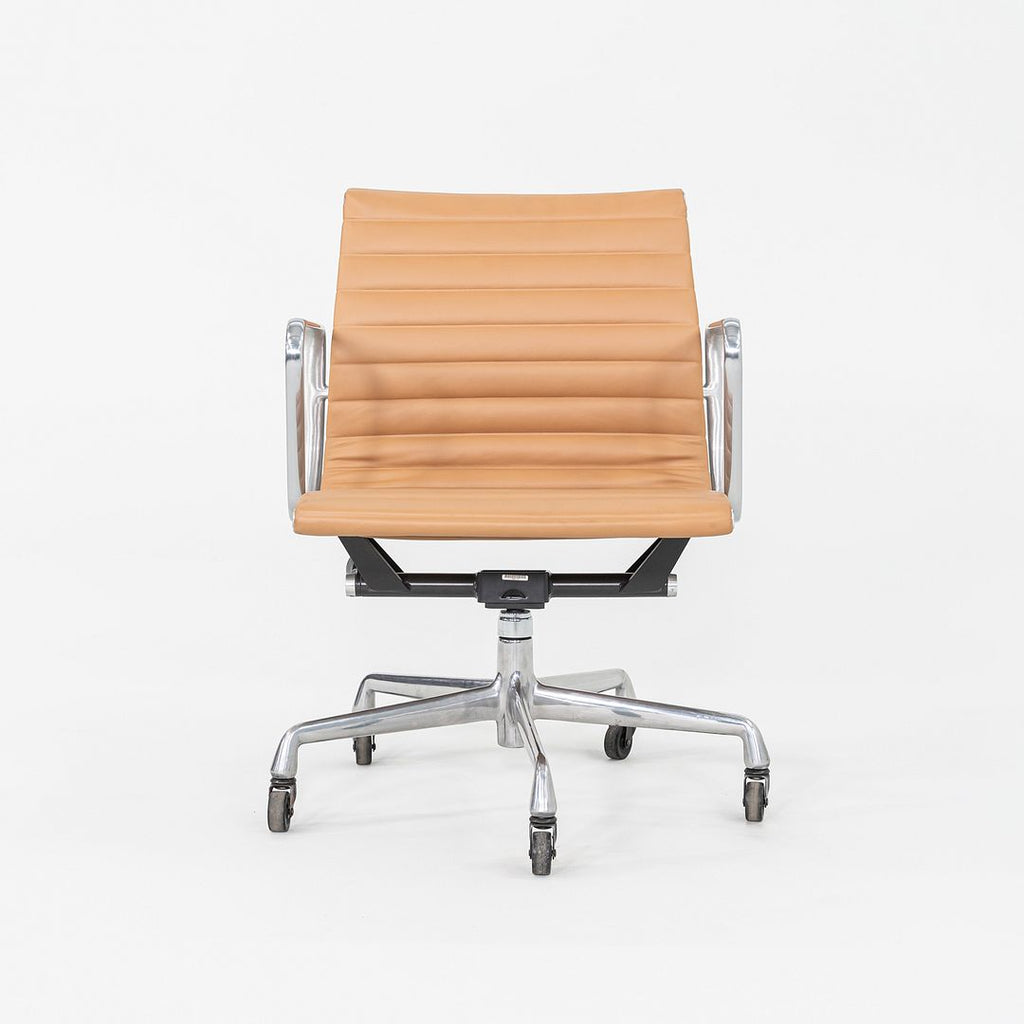 SOLD 2010s Herman Miller Eames Aluminum Group Management Desk Chair in Tan Leather