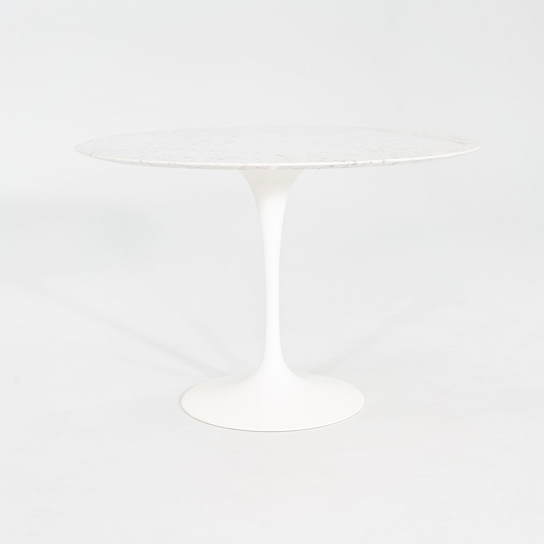 2010s Eero Saarinen for Knoll 42" Round Dining Table with Carrara Marble Top