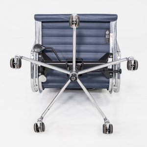 2020s Herman Miller Eames Aluminum Group Management Desk Chair in Blue Leather