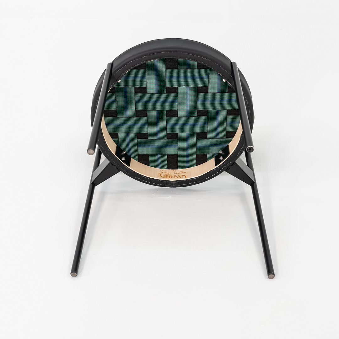 2020s Set of Ten Verner Panton for Verpan Series 430 Dining Chairs Black Leather
