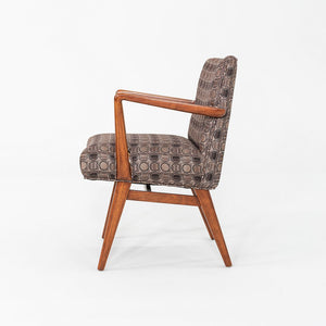 1960s Set of Seven Jens Risom Design Model C-108 Dining Arm Chairs in Walnut and Fabric