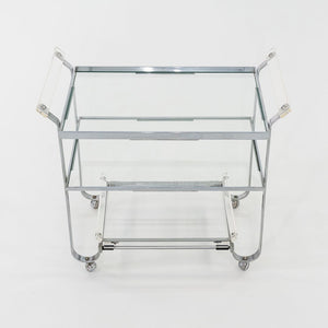 C. 1930s Treitel Gratz Bar Cart / Trolley in Chromed Steel with Glass Shelves