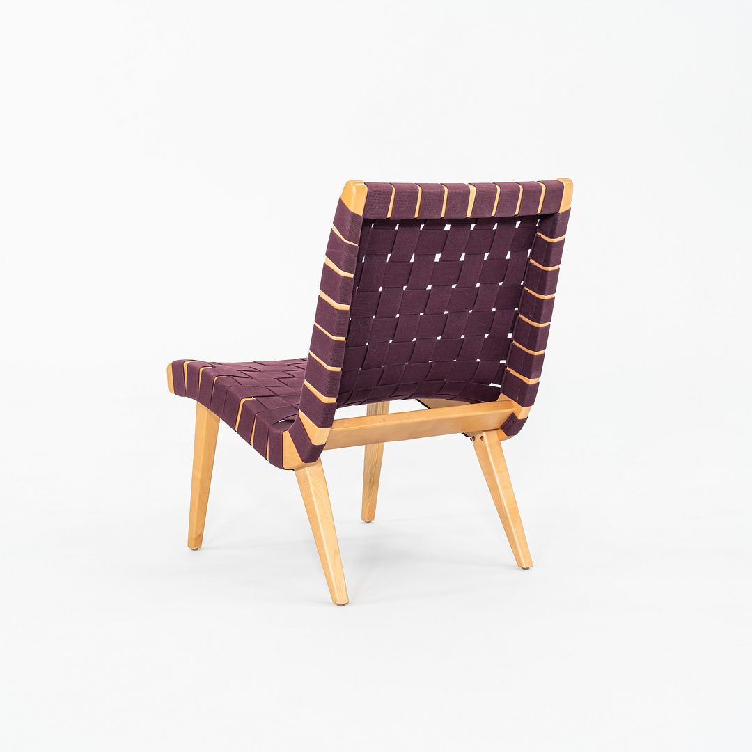 2000s Jens Risom For Knoll Armless Lounge Chair in Maple with Purple Webbing