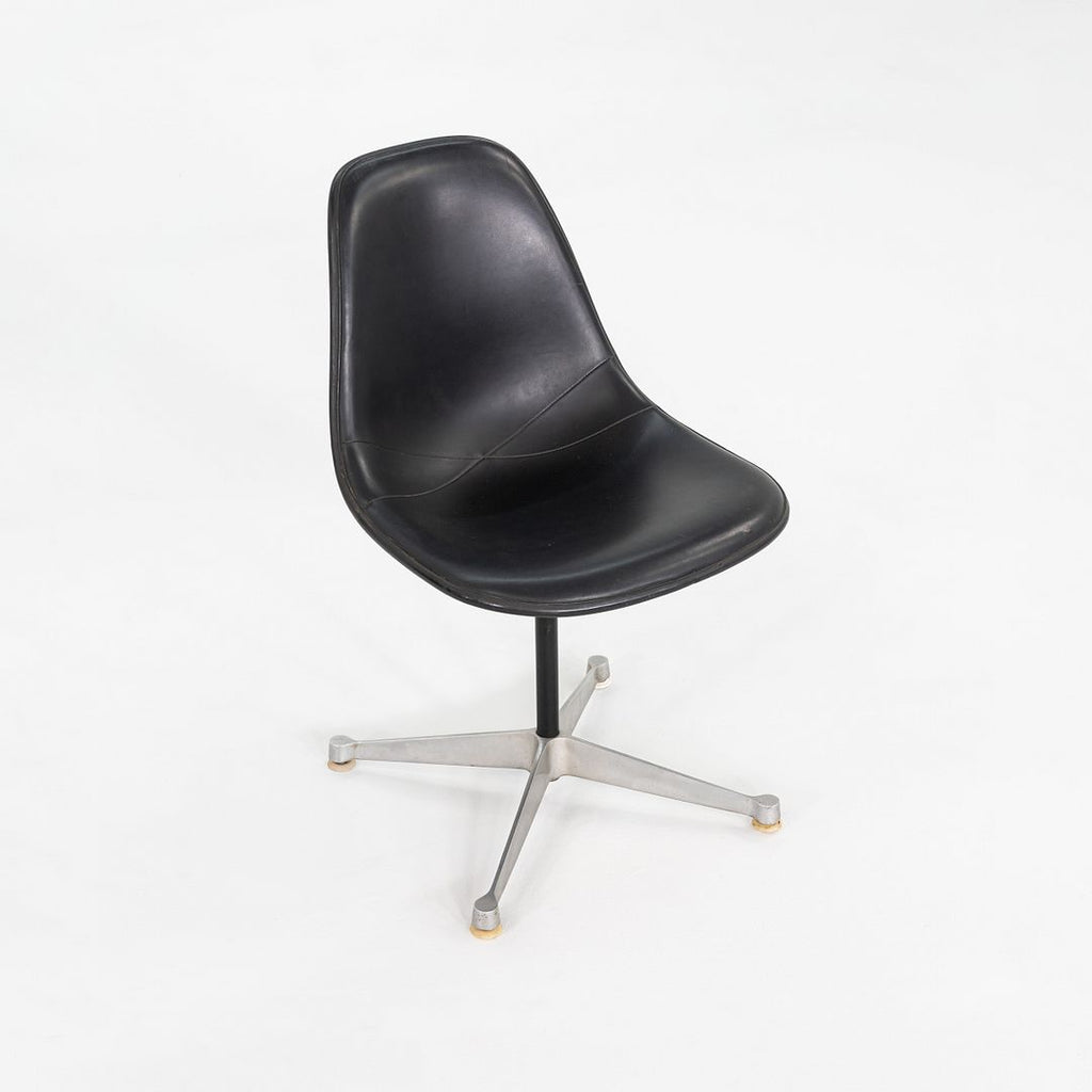 1960s Herman Miller Eames Pedestal Side Shell Chair in Fiberglass with Naugahyde