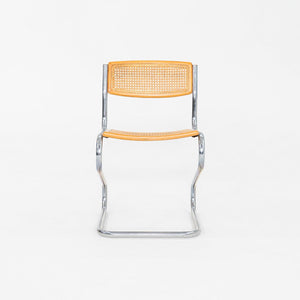 C. 1977 Italian Cantilever Side Chair in Chromed Steel with Caned Seat and Back