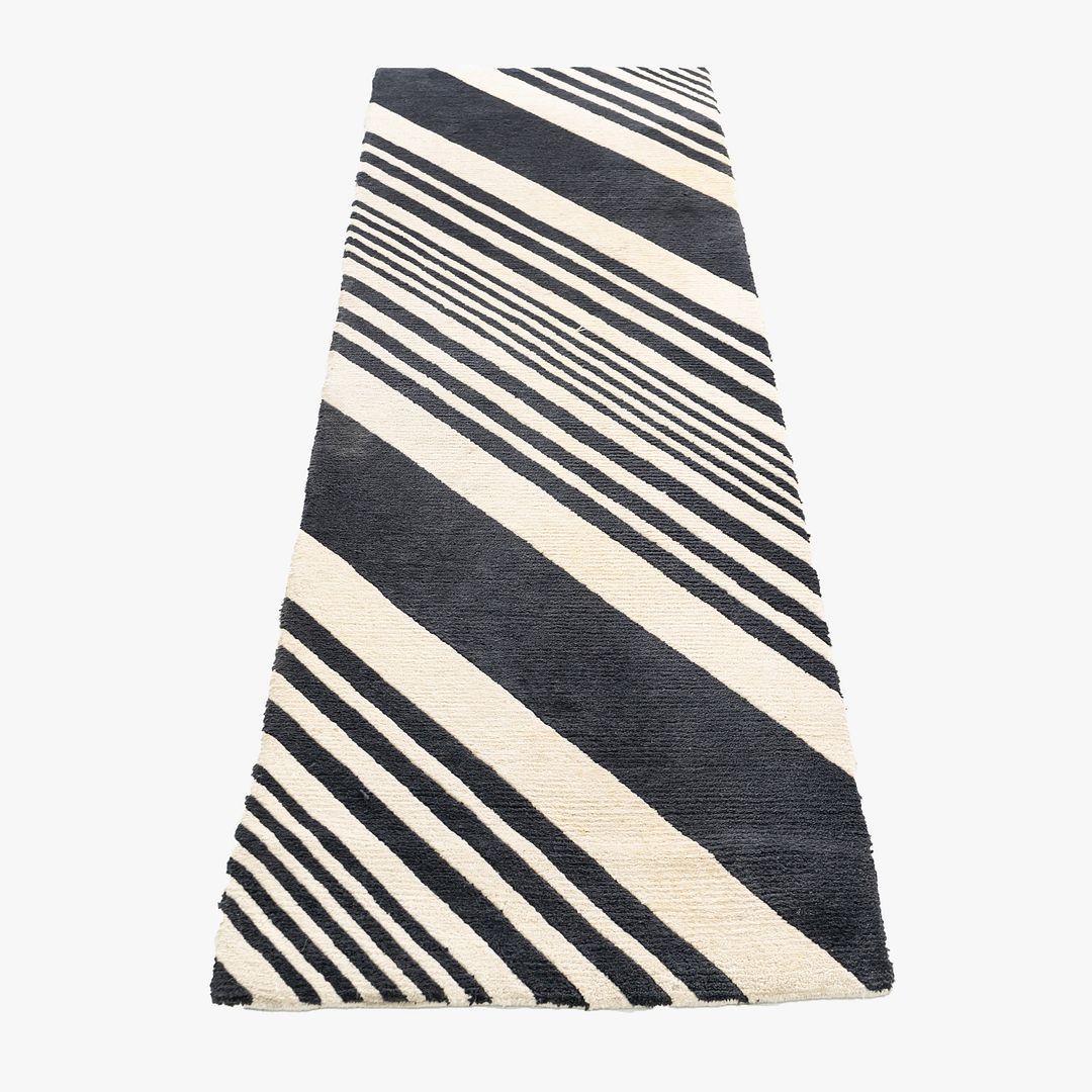 2010s Sue Timney for The Rug Company Bias Cut Rug of Tibetan Wool 96x30 inches