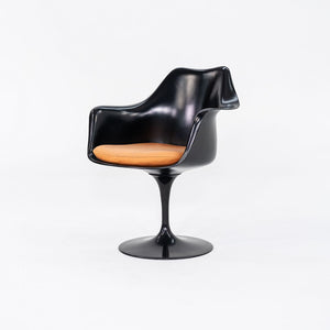 2000s Eero Saarinen for Knoll Tulip Dining Arm Chair in Black w/ Orange Cushion