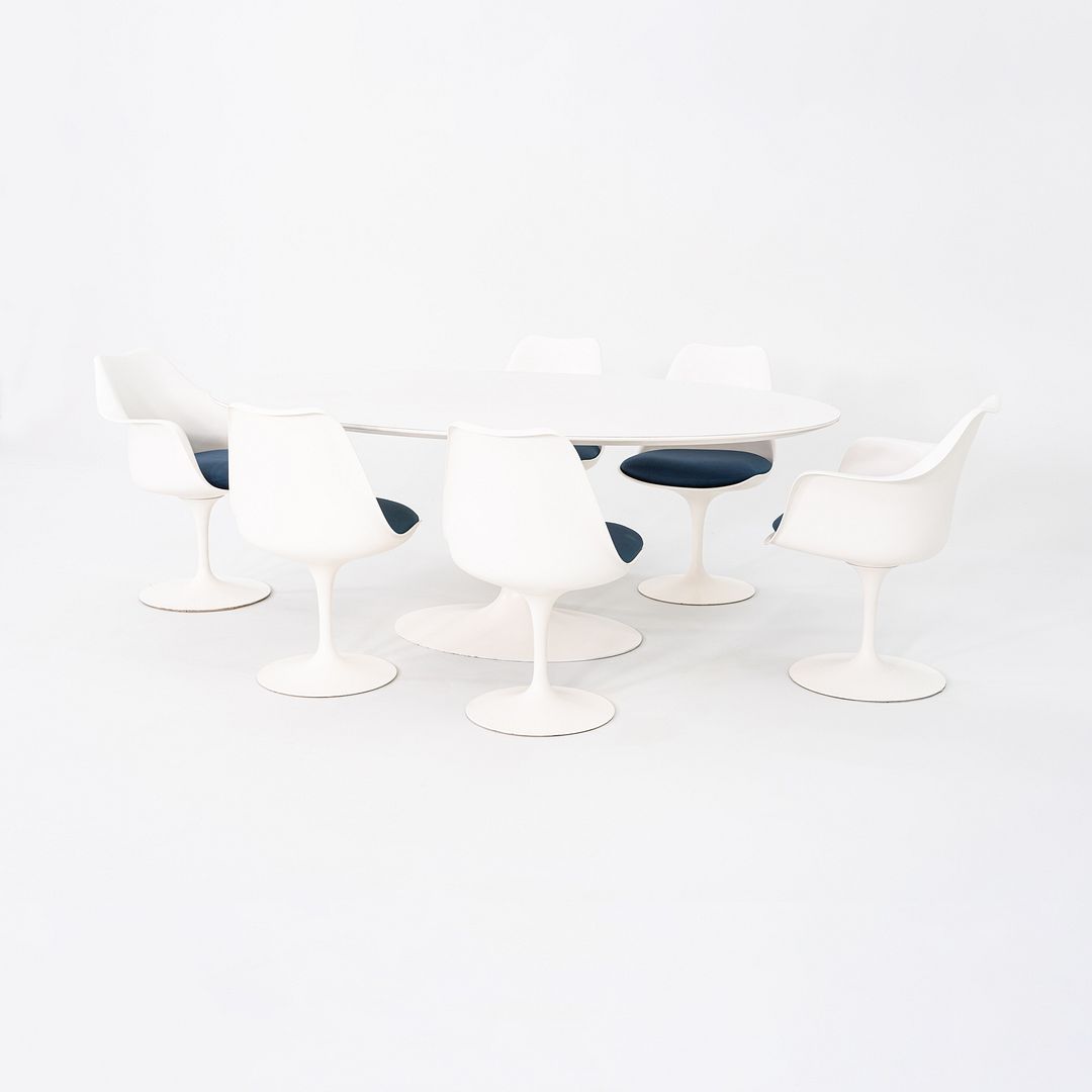 1960s Eero Saarinen for Knoll 78x48 inch Oval Tulip Dining Table in White Laminate