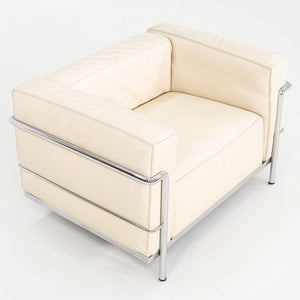 2000s Le Corbusier Jeanneret Perriand for Cassina LC3 Club Lounge Chair in Ivory