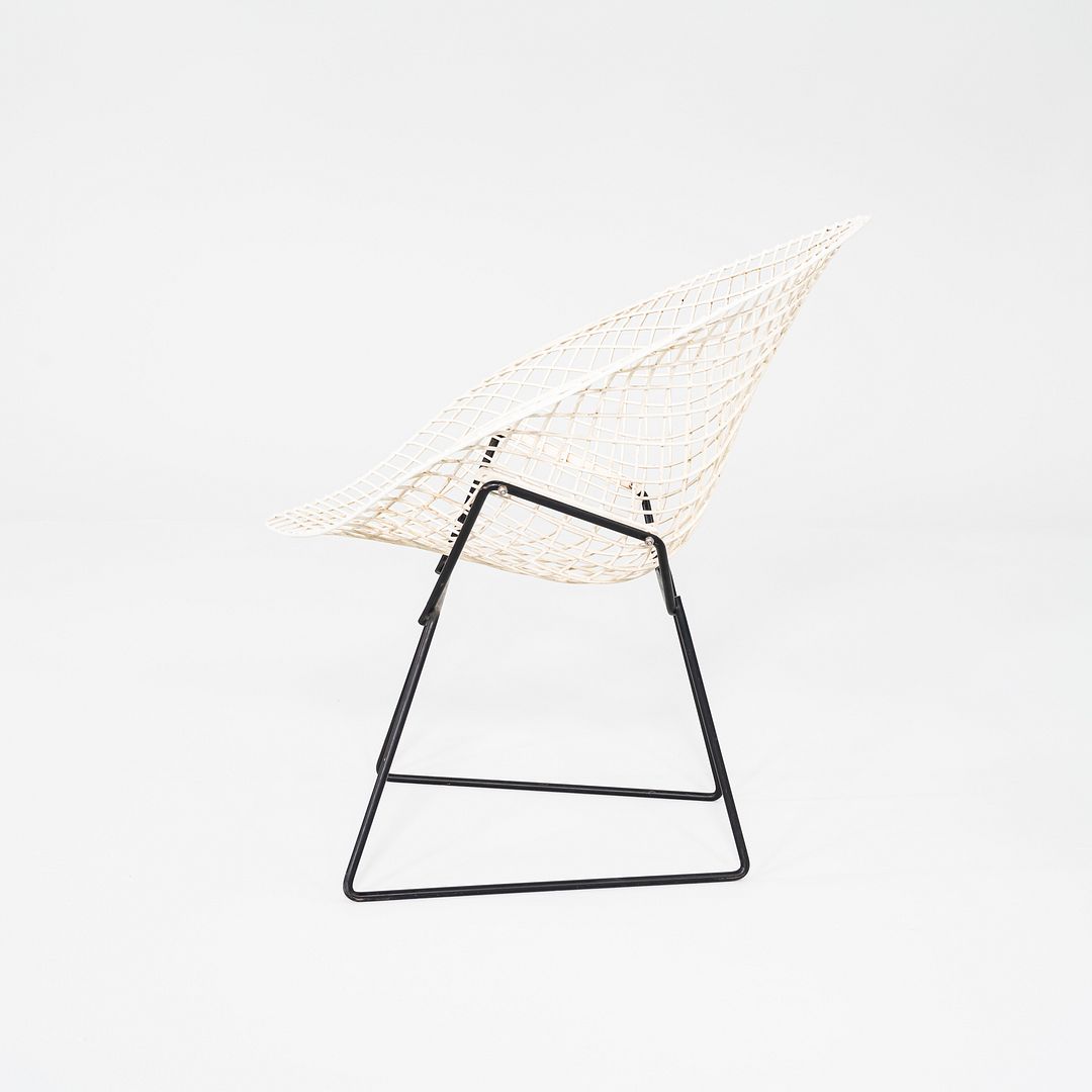 1960s Harry Bertoia Knoll Diamond Lounge Chair Black/White Powder Coated Steel