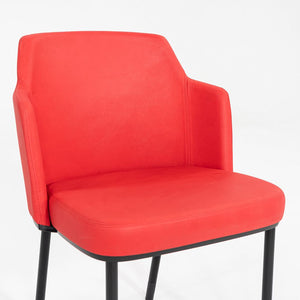 2015 Pair of Formway for Knoll Remix Dining Arm Chairs w/ Red Fabric Upholstery