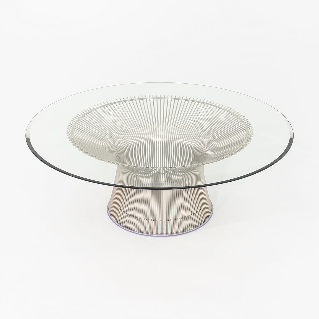2018 Warren Platner for Knoll Coffee Table w/ 42" Glass Top & Nickel Chrome Base