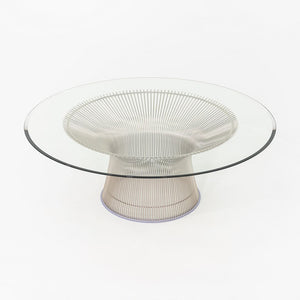 2018 Warren Platner for Knoll Coffee Table w/ 42" Glass Top & Nickel Chrome Base