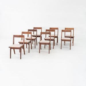 C. 1951 Set of Nine Jens Risom for Knoll 666 Dining Chairs Walnut with Fabric
