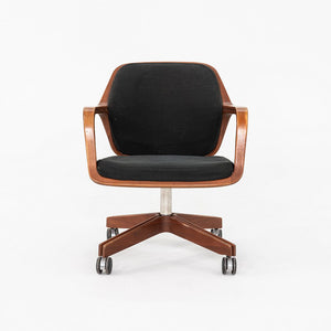 1960s Don Pettit for Knoll Associates Bent Walnut Desk Chair Black, Model 1105