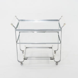 C. 1930s Treitel Gratz Bar Cart / Trolley in Chromed Steel with Glass Shelves