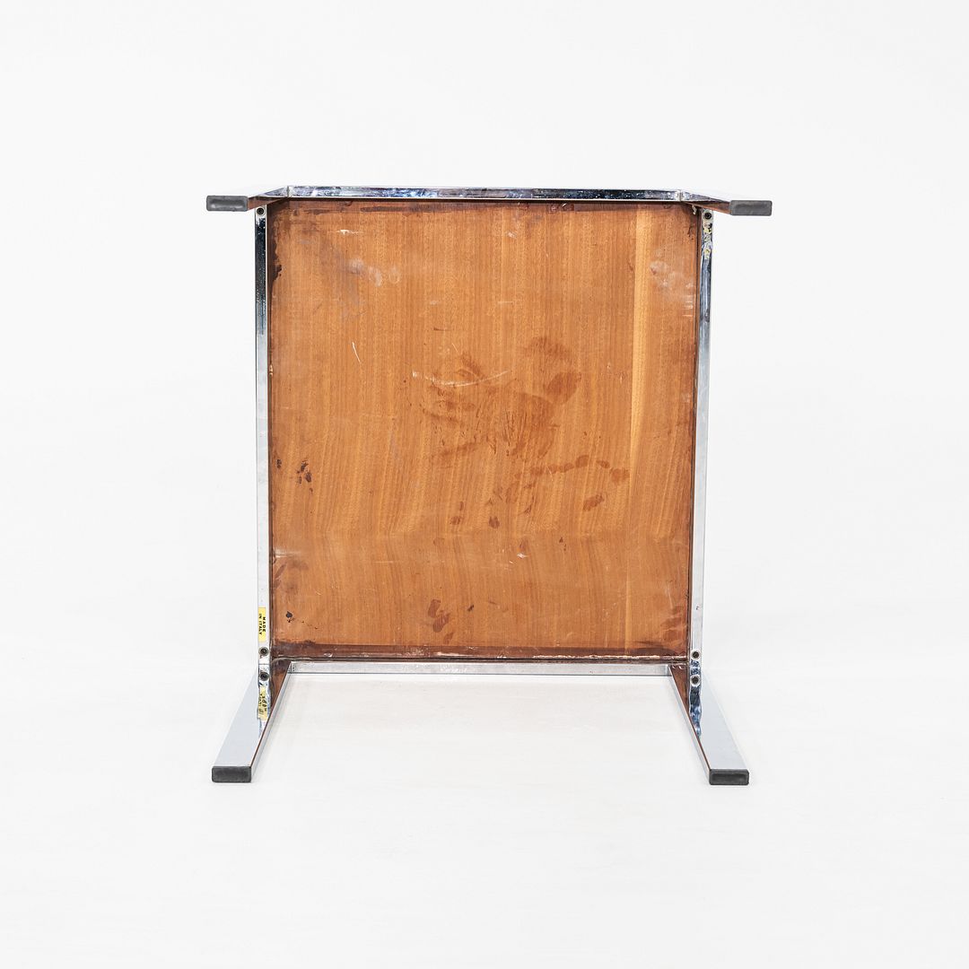 1970s Italian Rosewood Side / End Table with Chromed Steel Base, 22 x 24 in