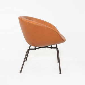 2018 Arne Jacobsen Pot Chair in Elegance Walnut Leather Steel Base Fritz Hansen