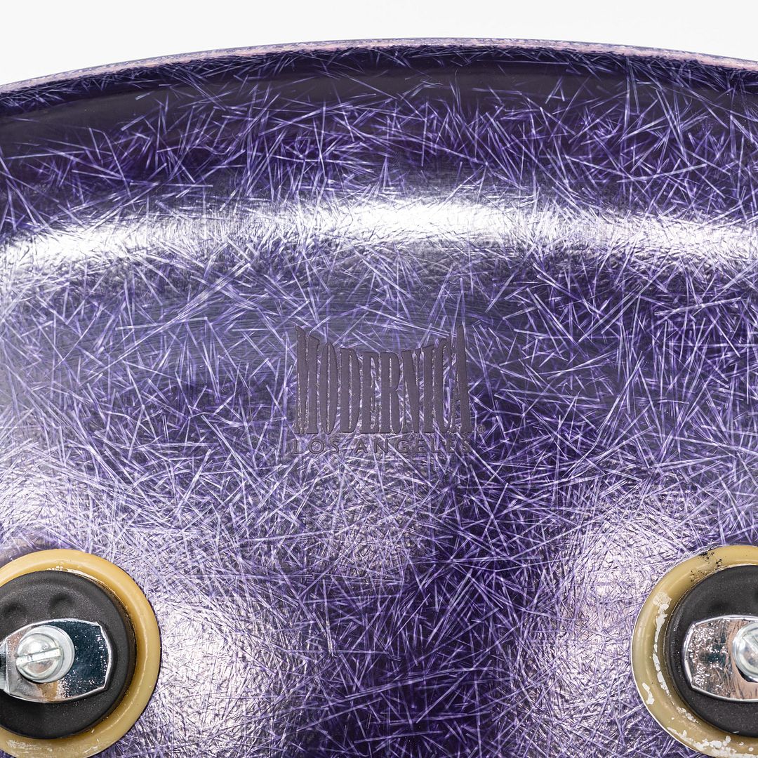 2010s Pair of Modernica Eames Purple Fiberglass Bar Stools w/ Metal Base Frames