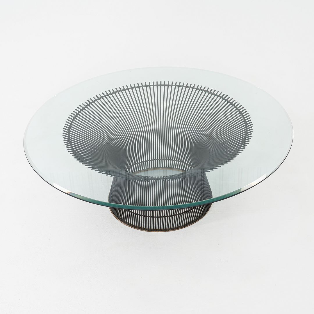 1960s Warren Platner Knoll Coffee Table with Glass Top and Bronze Base 42 Inches