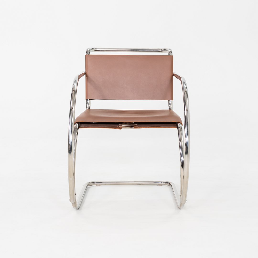 SOLD 2005 Pair of Mies van der Rohe for Knoll Leather & Chrome Steel MR20 Armchair
