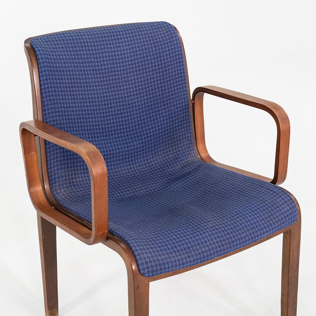 1971 Bill Stephens for Knoll 1300 Series Dining Chair in Blue Fabric and Walnut