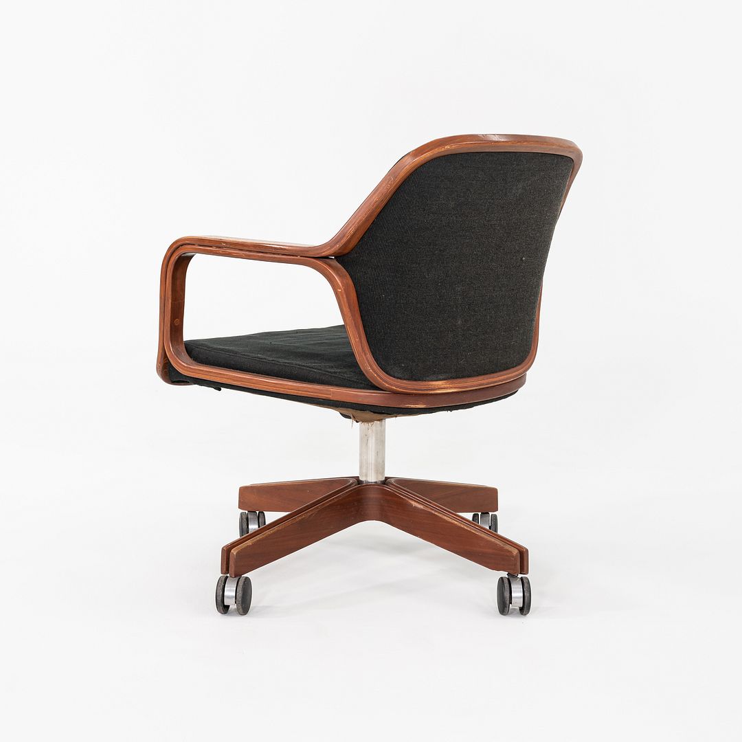 1960s Don Pettit for Knoll Associates Bent Walnut Desk Chair Black, Model 1105