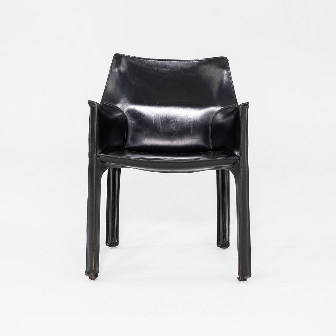 1990s Pair of Mario Bellini Cab 413 Leather Armchair for Cassina Black Leather