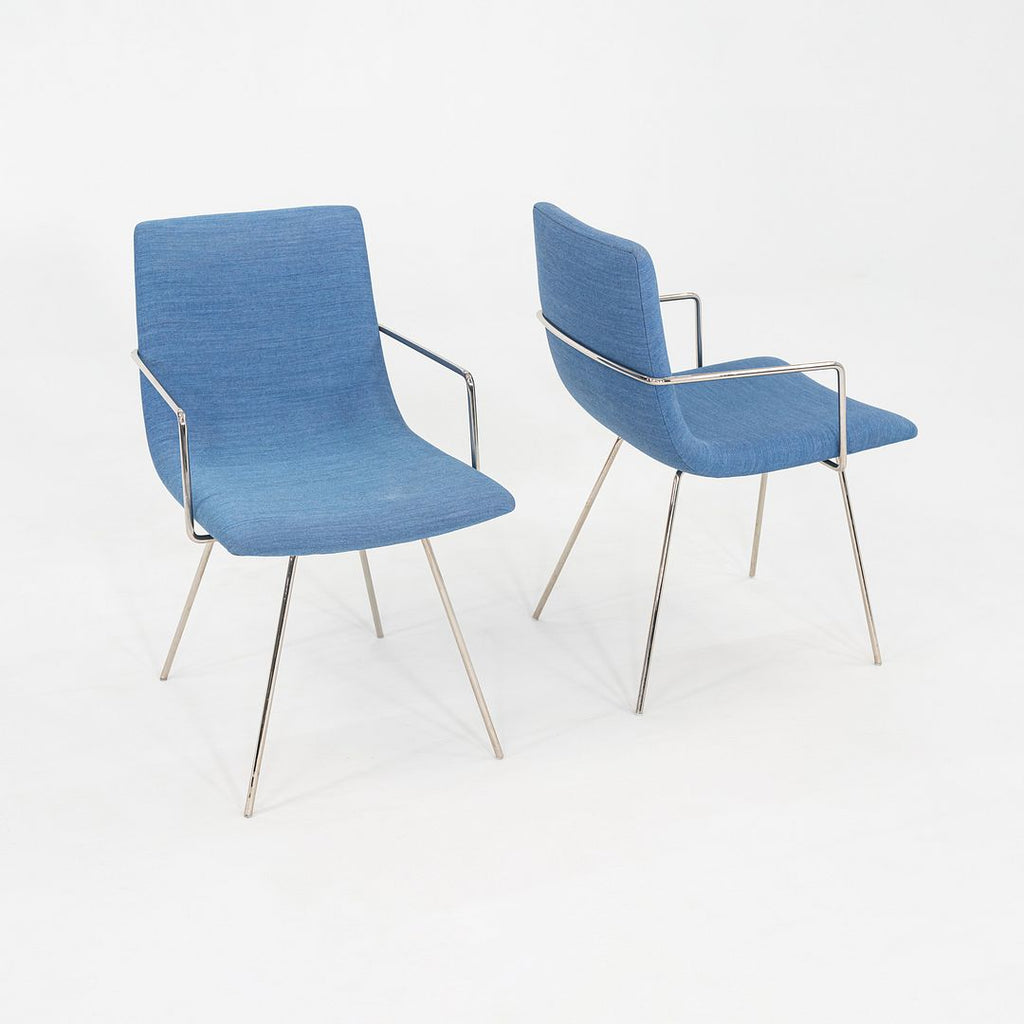 2018 Pair of Capra Arm Chairs by Lee Pasteris for Martin Brattrud in Blue Fabric