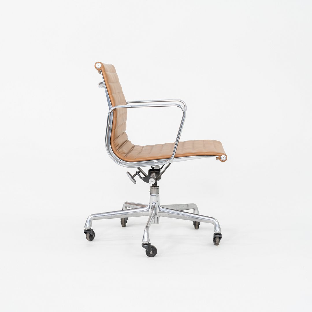 2010s Herman Miller Eames Aluminum Group Management Desk Chair Caramel Leather