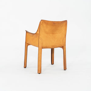 1990s Mario Bellini for Cassina Cab Arm / Dining Chair Steel w/ Cognac Leather