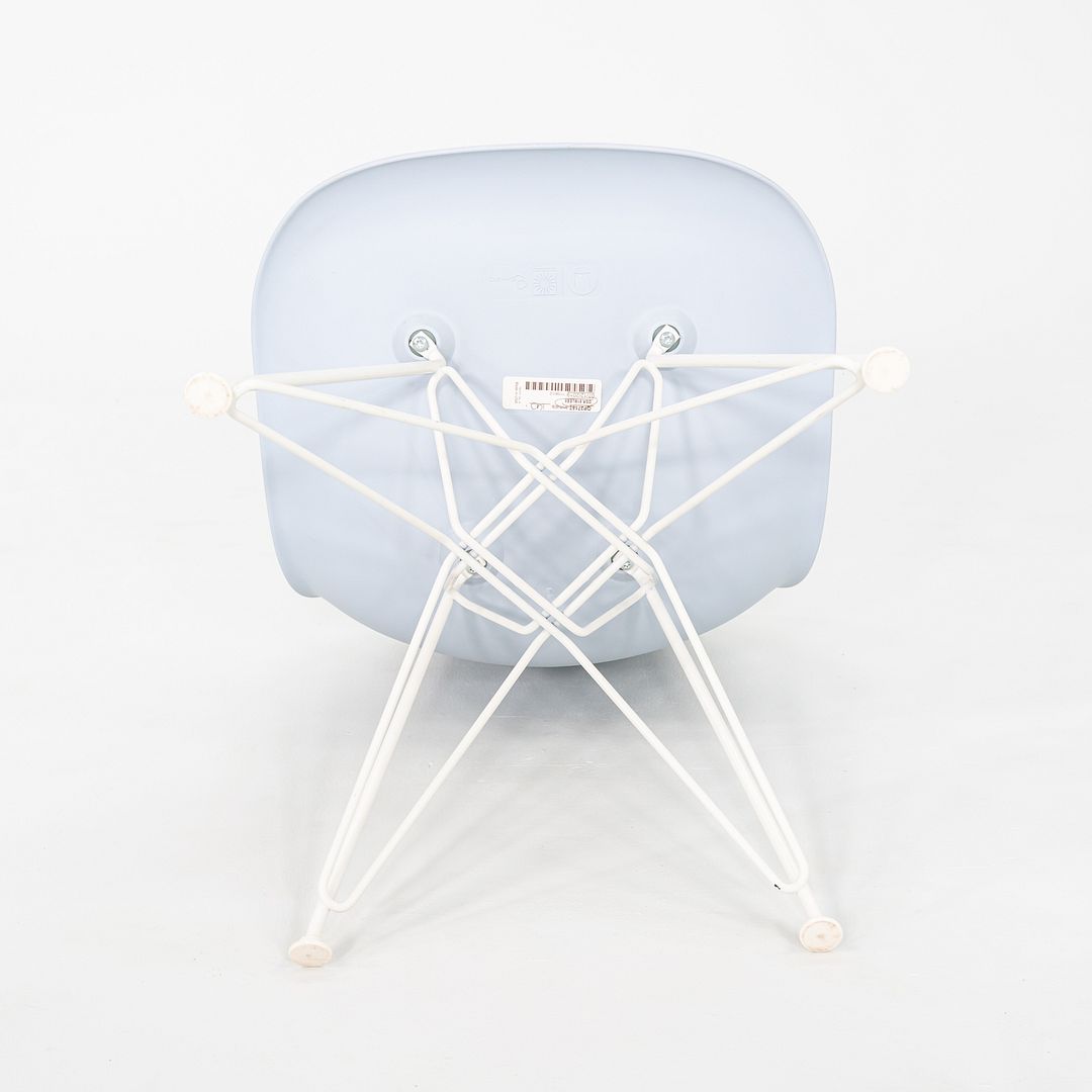2019 Pair Herman Miller Eames DSR Dining Chairs in Blue Plastic with Eiffel Base